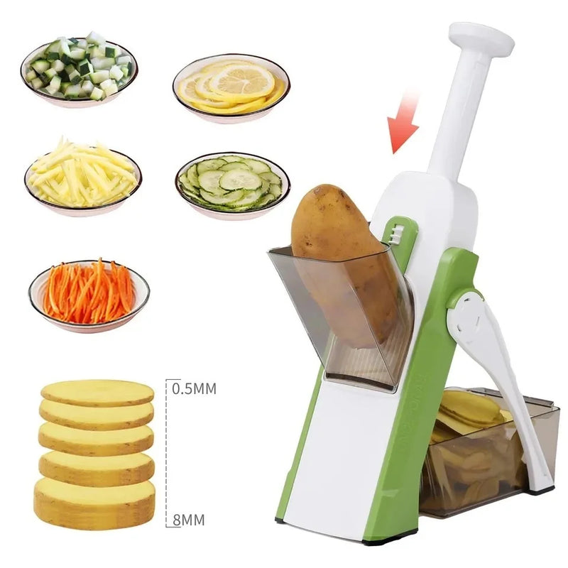 Cortador Multifuncional Sly 5 em 1: Perfeito para Cortar Batatas, Legumes e Verduras com Alta Qualidade e Eficiência