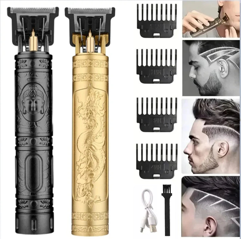 Máquina de Corte Profissional Recarregável – Aparador de Cabelos Masculino com Lâmina de Precisão em Metal