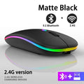 Mouse Wireless RGB Recarregável Bluetooth – Mause Ergonômico com LED Backlit e 3600DPI para Computador e Laptop