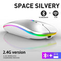 Mouse Wireless RGB Recarregável Bluetooth – Mause Ergonômico com LED Backlit e 3600DPI para Computador e Laptop