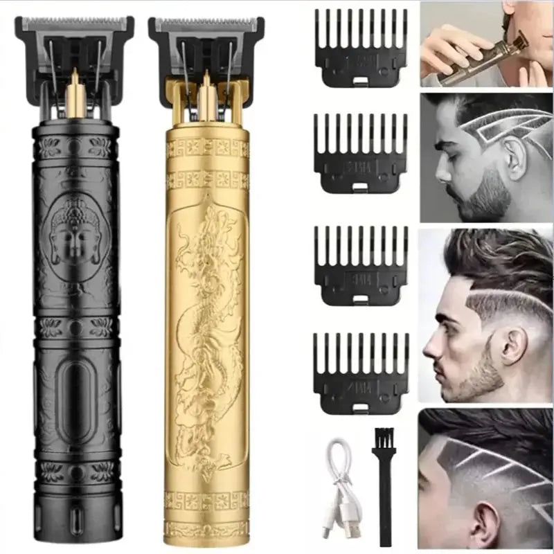 Máquina de Corte Profissional Recarregável – Aparador de Cabelos Masculino com Lâmina de Precisão em Metal